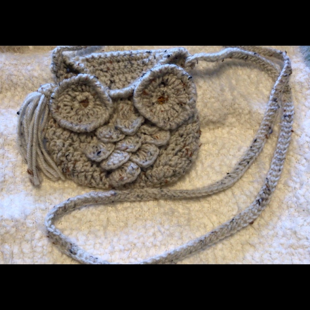 Hand crocheted owl crossbody purse